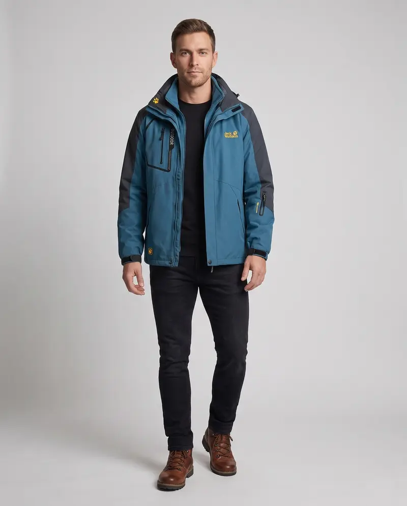 Herren Drei-in-Eins Softshell-Fleece Trekkingjacke mit abnehmbarer Kapuze