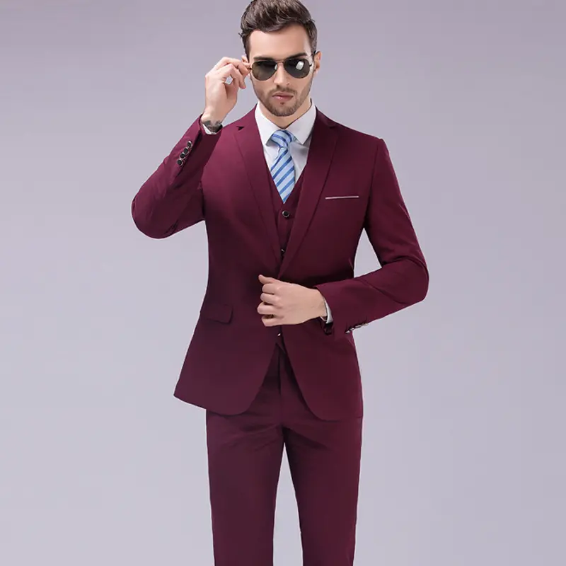 Herren Dreiteiliger Slim-Fit Businessanzug mit Weste und schmaler Silhouette Drune