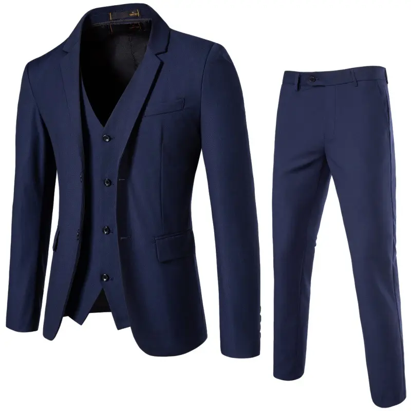 Herren Dreiteiliges tailliertes Anzugset mit Slim‑Sakko, Weste und schmaler Flachbundhose Drune