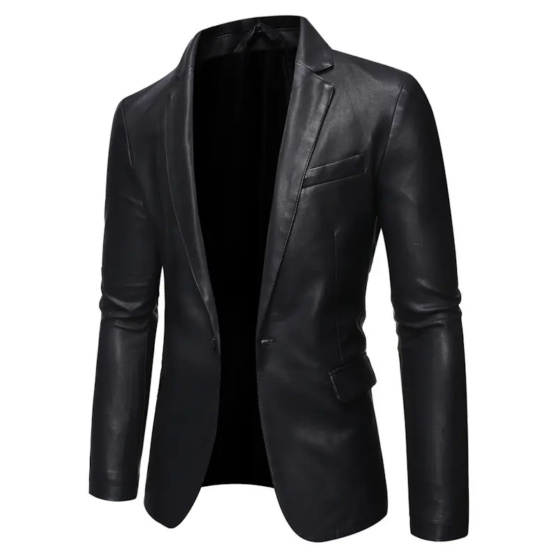 Herren Elegante Kunstlederblazer Drune