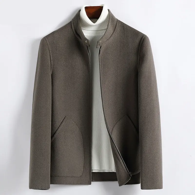 Herren Elegante Kurzjacke aus Wollmix mit Stehkragen, verdecktem Reißverschluss und konturierten Eingrifftaschen Drune