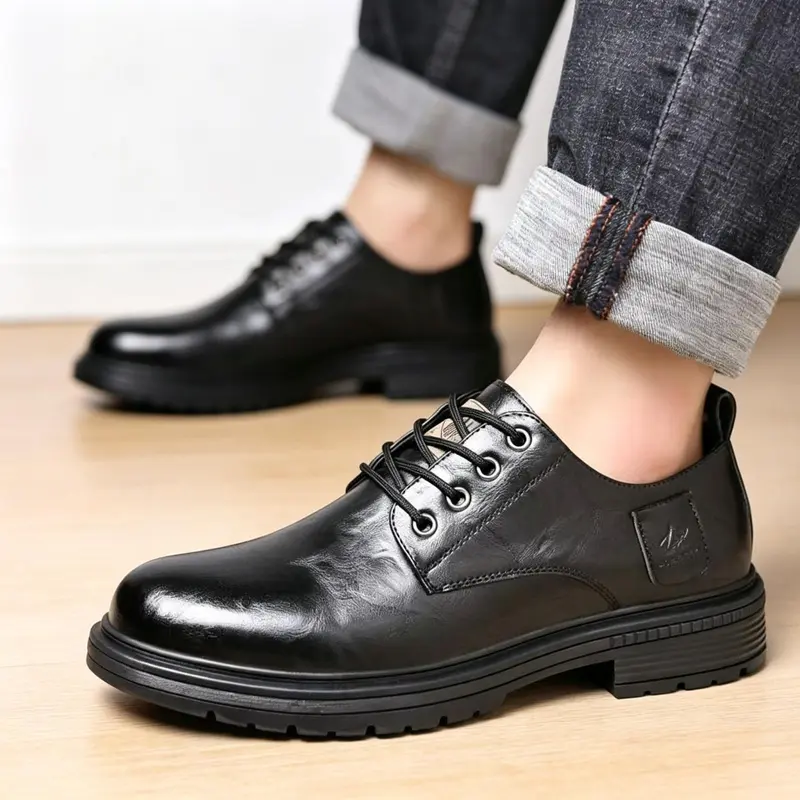 Herren Elegante Leder Schnürschuhe Drune