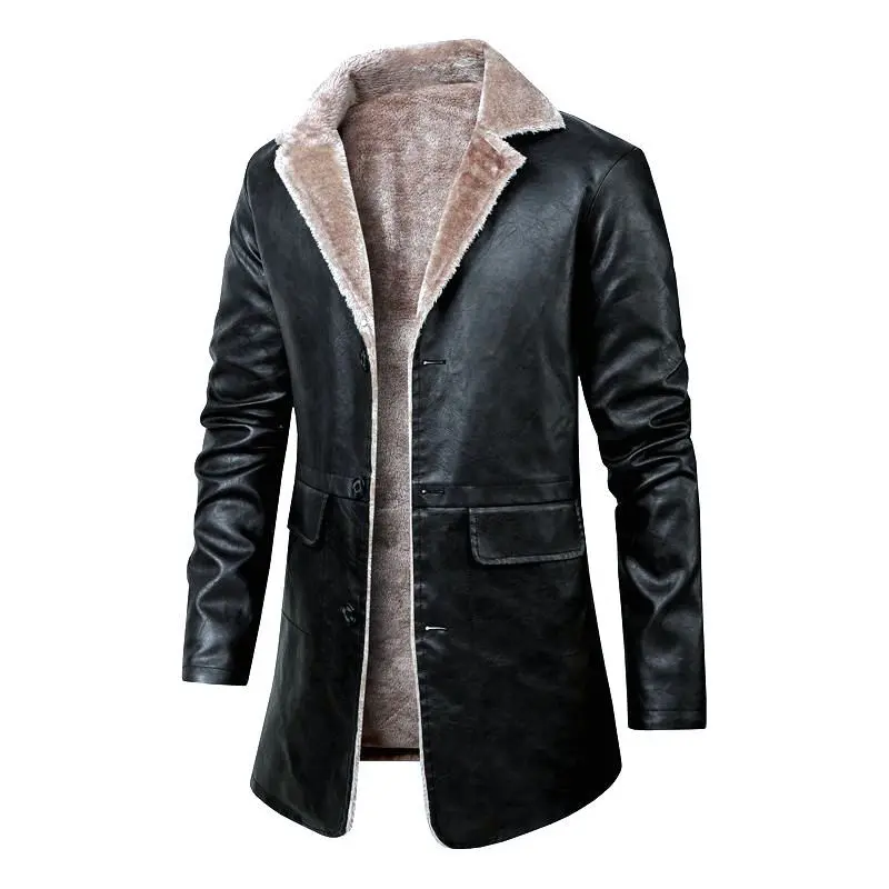 Herren Elegante Lederjacke mit Warmfutter Drune