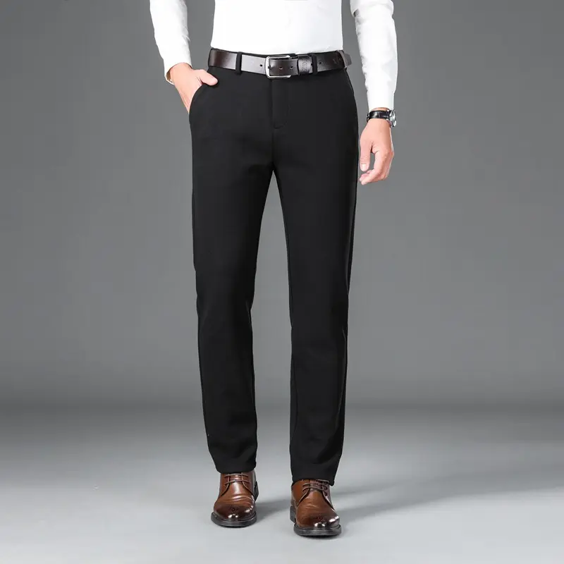 Herren Elegante Stretch-Wolloptik-Hose mit geradem Schnitt und elastischem Bund Drune