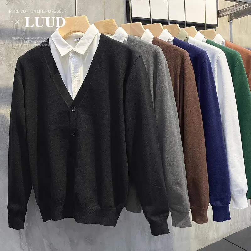 Herren Elegante Strickjacke mit V-Ausschnitt und Knopfverschluss Drune