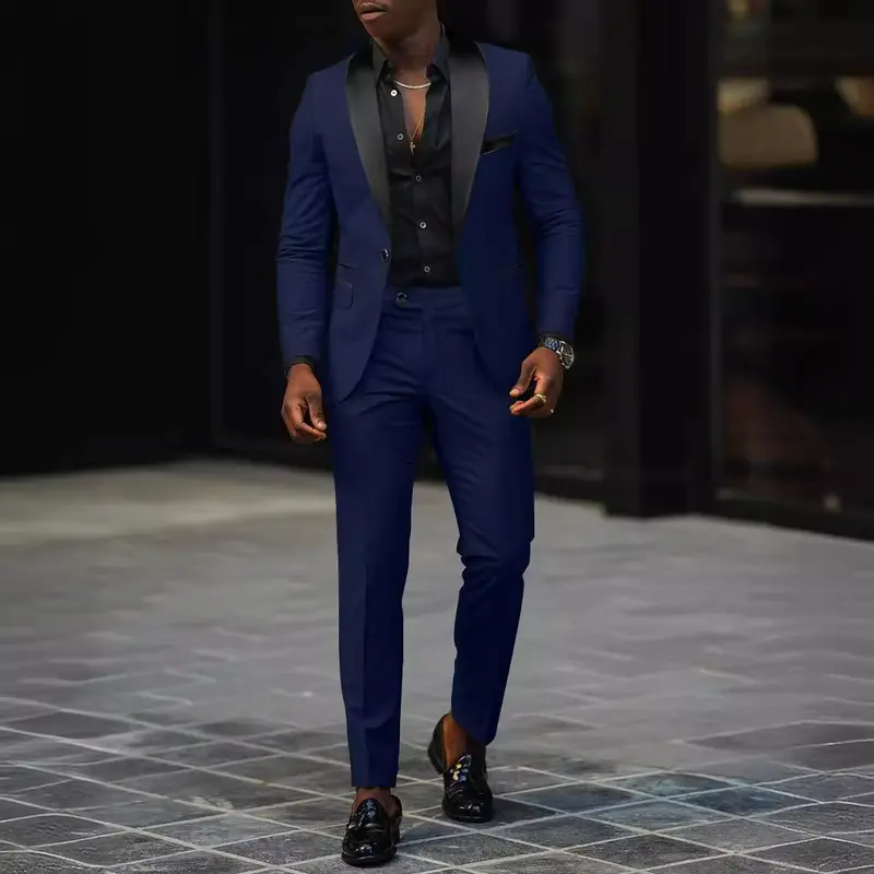 Herren Eleganter Slim-Fit Smokinganzug mit Schalkragen und taillierter Silhouette Drune