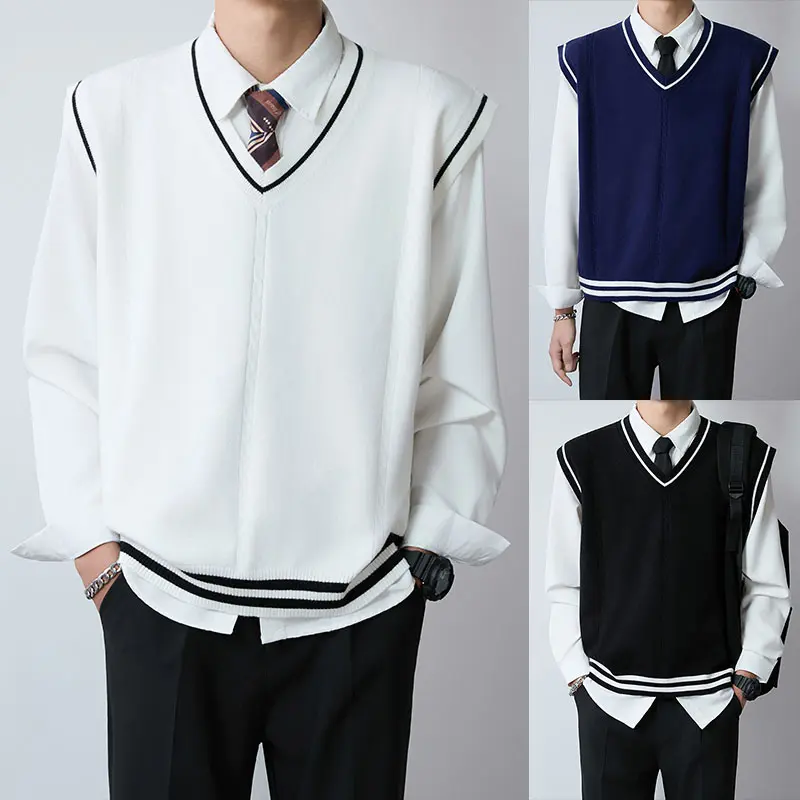 Herren Eleganter V-Ausschnitt Strickpullover mit Knopfleiste Drune