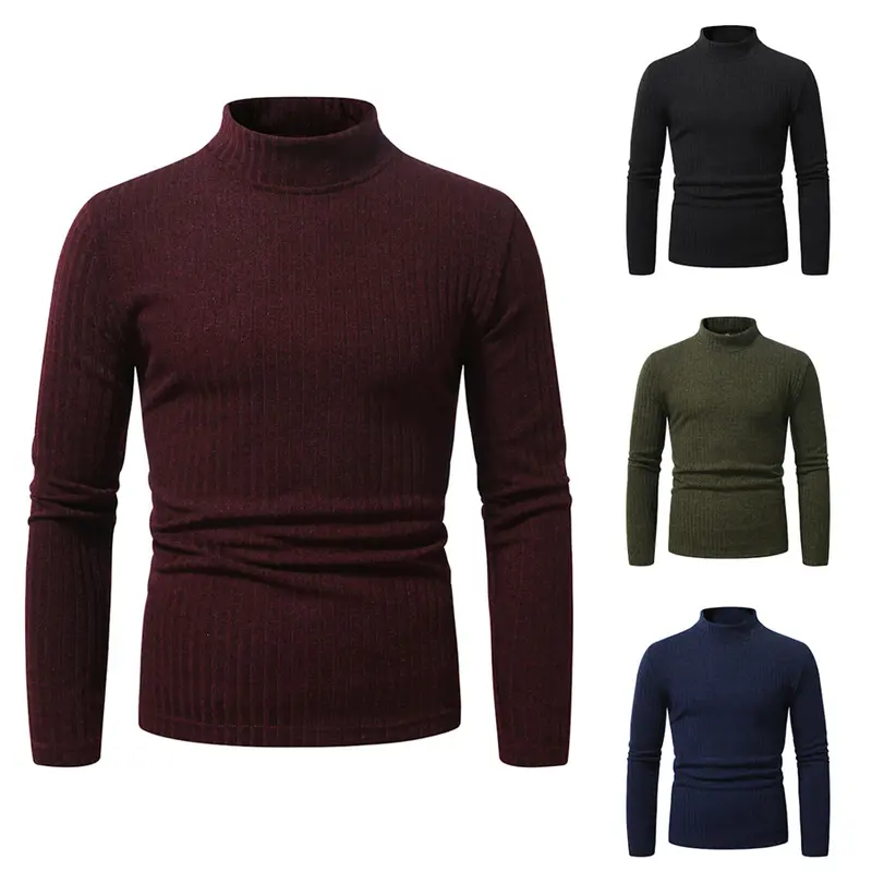 Herren Enganliegender Mockneck-Feinstrickpullover mit Rippstruktur und thermoregulierender Qualität Drune