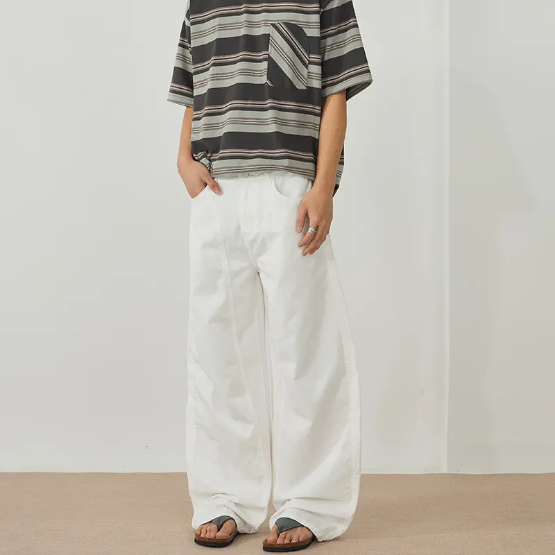 Herren Extraweite Baggy-Hose aus leichtem Baumwoll-Twill mit Tunnelzugsaum und Teilungsnähten Drune