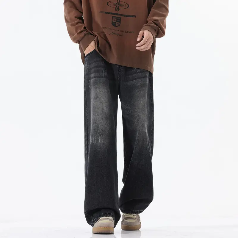 Herren Extraweite Baggy-Jeans mit extra langer Saumkante und dezenter Repair-Optik Drune