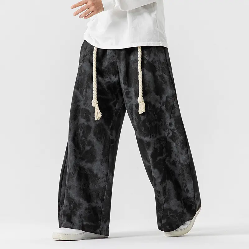 Herren Extraweite Batik-Loungehose im Baggy-Cut mit dekorativem Kordelzug Drune