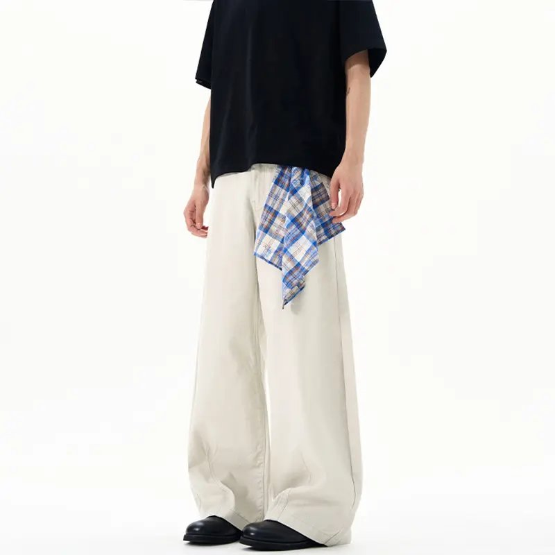 Herren Extraweite Baumwoll‑Twill‑Palazzohose mit markanten Saumnähten und skulpturaler Form Drune
