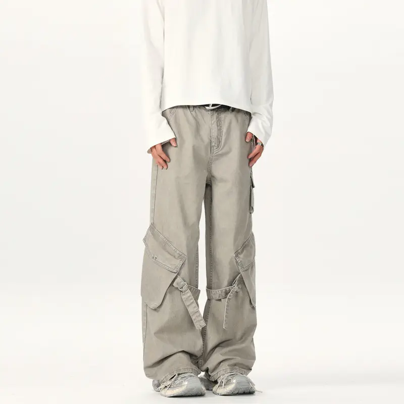 Herren Extraweite Cargo-Palazzohose mit Metallringen und verstellbaren Beinschlaufen Drune