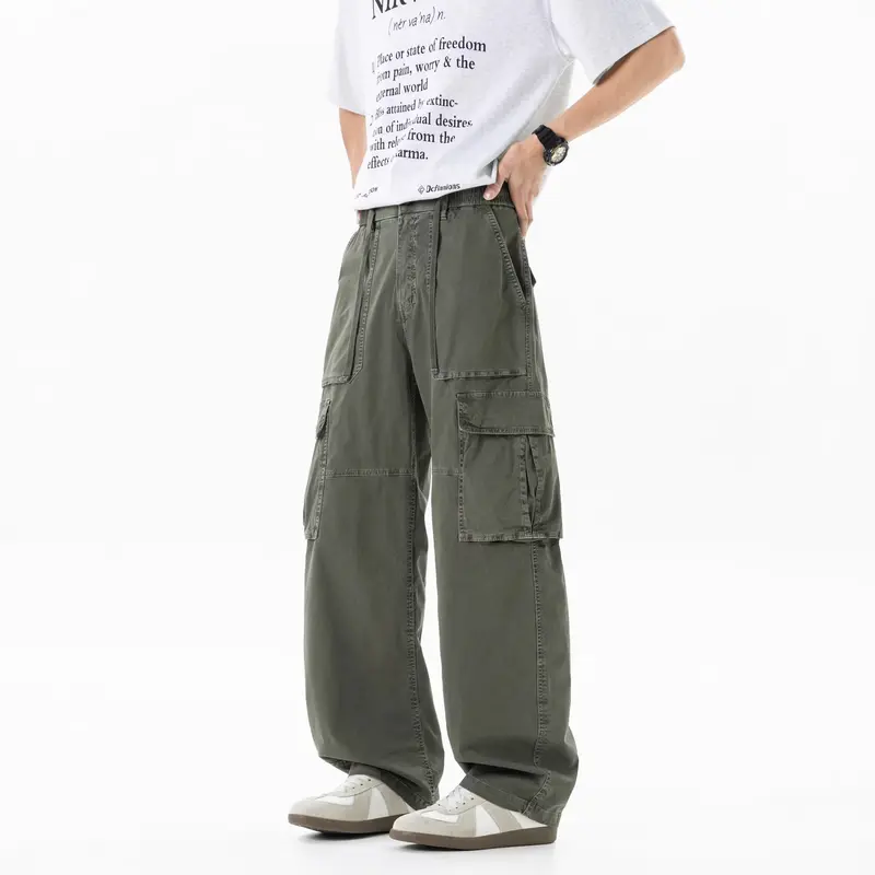 Herren Extraweite Utility-Cargo-Hose im Baggy‑Cut mit elastischem Bund und Mehrfachklappentaschen Drune