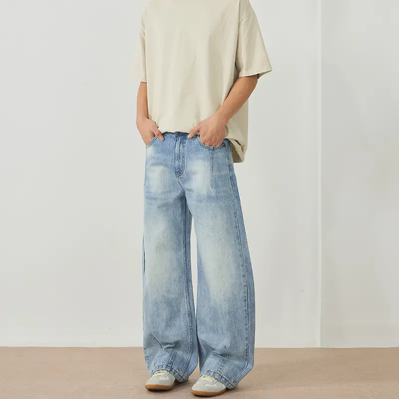 Herren Extreme Baggy-Denimhose im bodenlangen Palazzoschnitt mit tiefem Schritt Drune