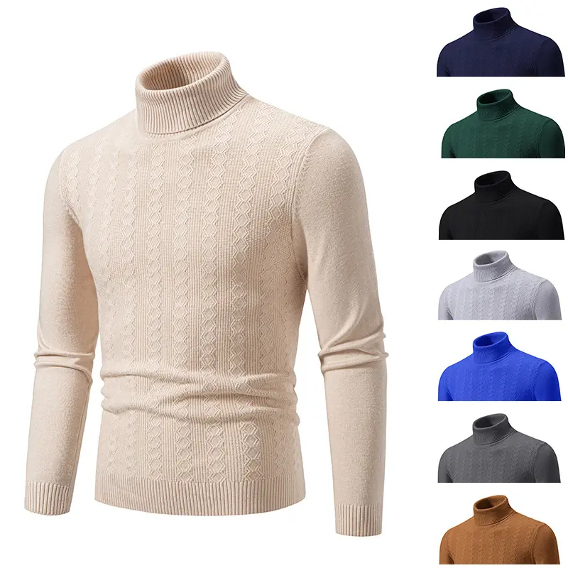 Herren Feiner Rollkragenpullover aus Feinstrick mit Zopfmuster und schmaler Silhouette Drune