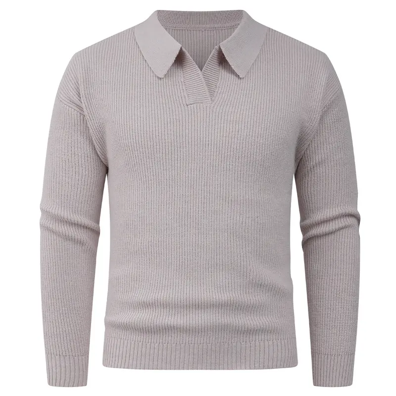 Herren Feines Strick-Poloshirt mit Hemdkragen und geripptem Saum Drune