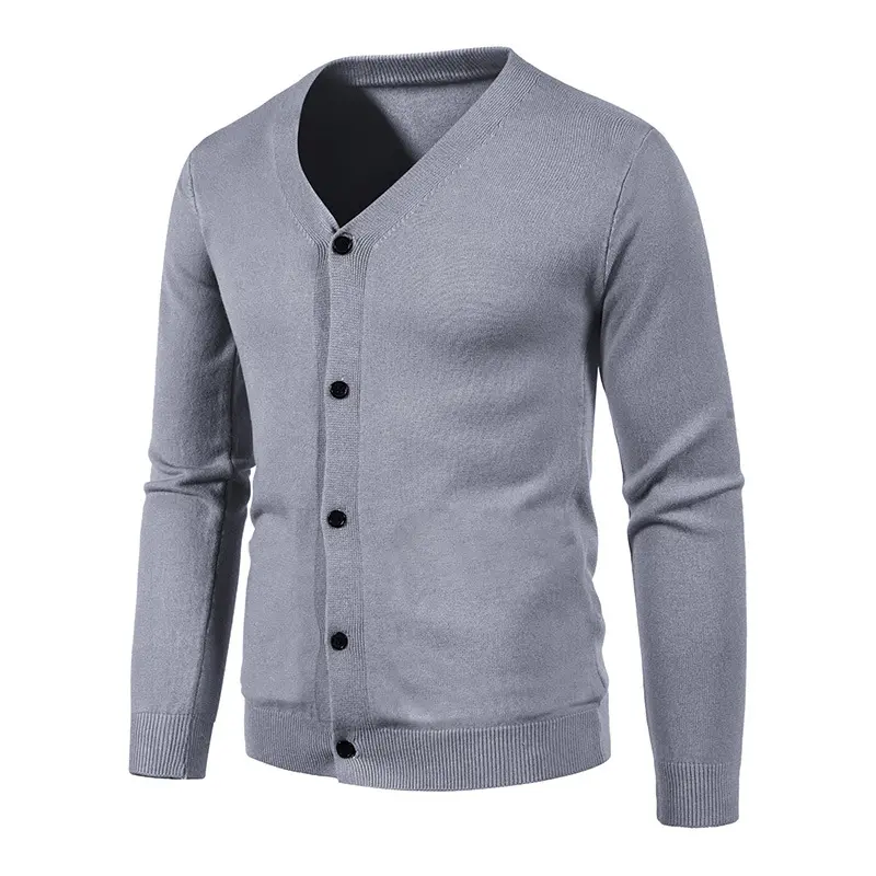 Herren Feinstrick-Cardigan mit V-Ausschnitt, schmaler Passform und Knopfleiste Drune