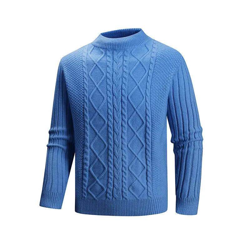 Herren Feinstrick-Rollkragenpullover mit Zopfmuster und gerippten Ärmeln Drune