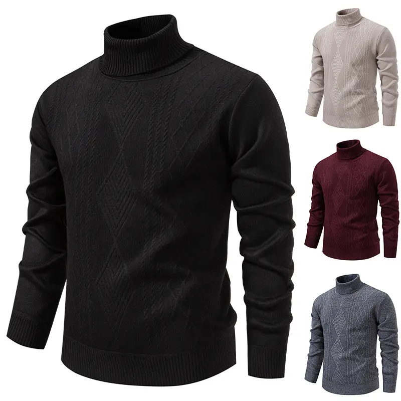 Herren Feinstrick-Rollkragenpullover mit Zopfmuster und schmaler Passform Drune