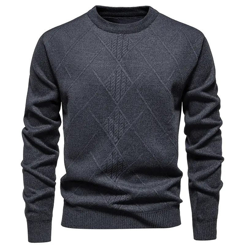 Herren Feinstrickpullover mit Rauten-Zopfmuster, Rundhalsausschnitt und gerippten Bündchen Drune