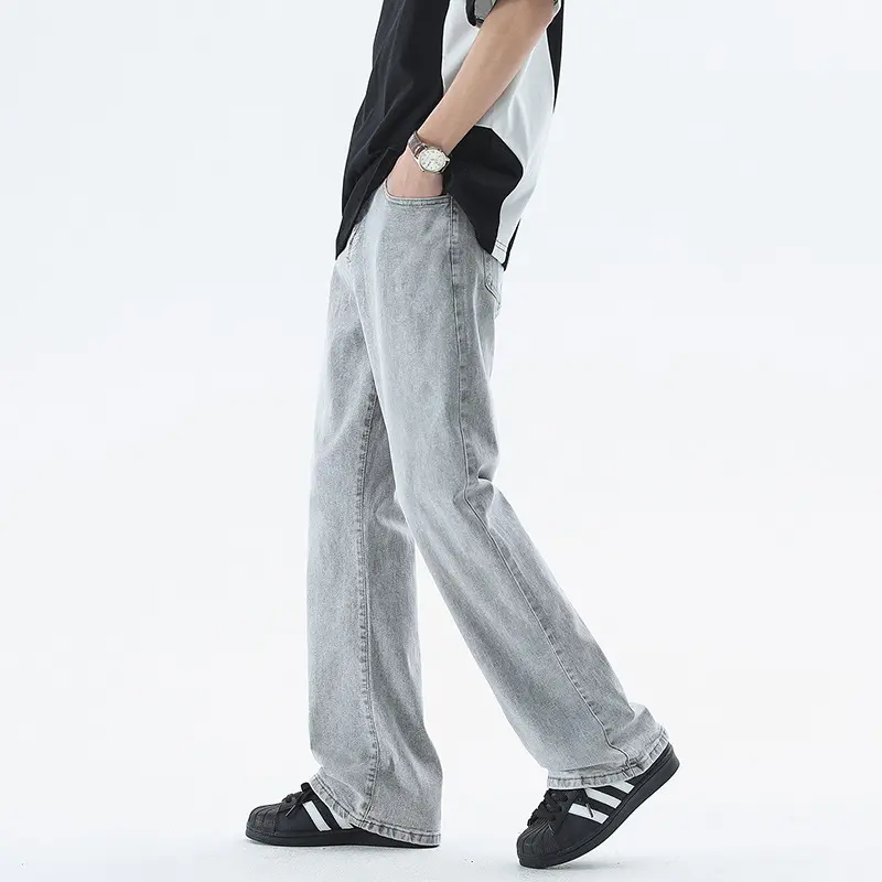 Herren Flared-Denimhose mit mittelhoher Taille und leichtem Schlag Drune
