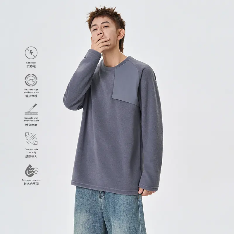 Herren Fleece-Langarmshirt mit asymmetrischer Brustpasse und leichtem Stretch Drune