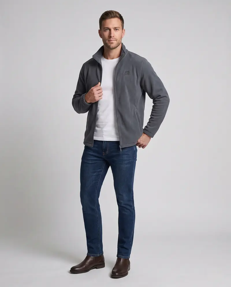 Herren Fleecejacke mit hohem Kragen und Taschen Drune