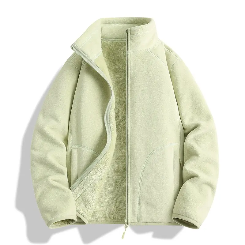 Herren Fleecejacke mit Sherpa‑Teddyfutter, Stehkragen & Zwei‑Wege‑Reißverschluss Drune