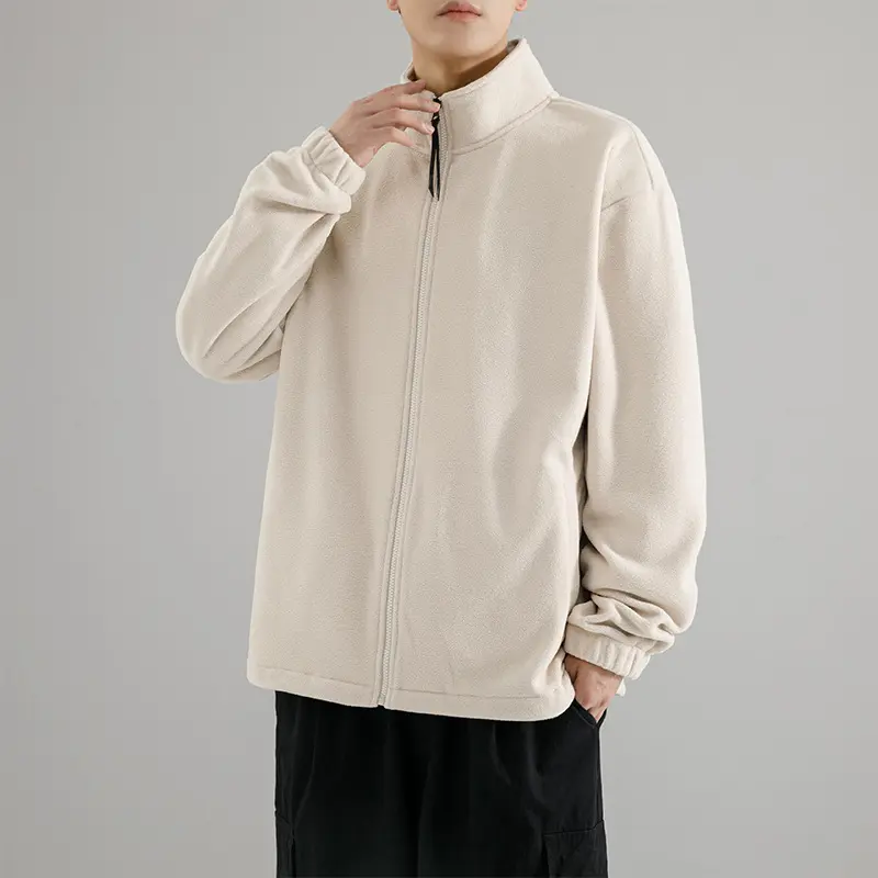 Herren Fleecejacke mit Stehkragen, durchgehendem Reißverschluss und elastischen Bündchen Drune