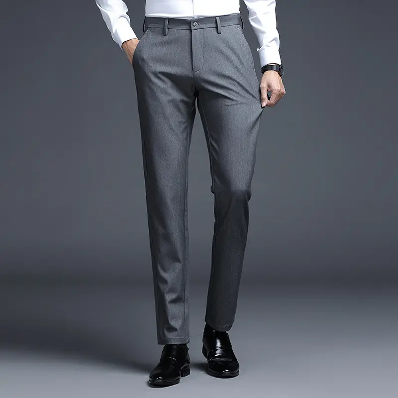 Herren Formelle Slim-Fit Anzughose mit Stretchbund und Bügelfalte Drune