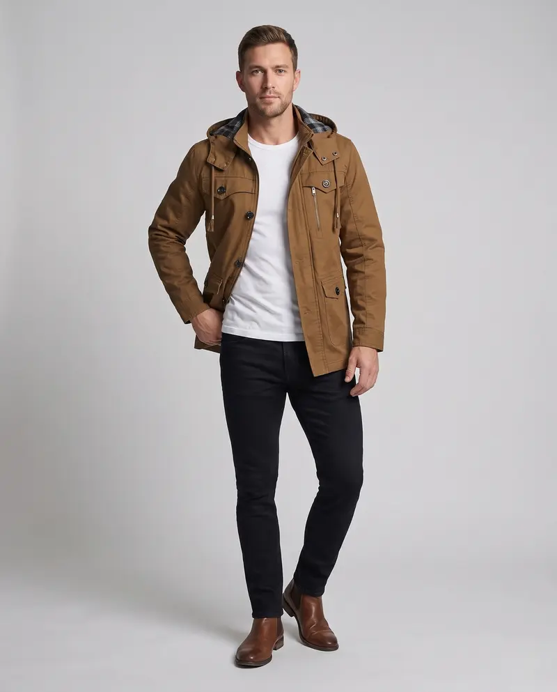 Herren Freizeit Parka Jacke Drune