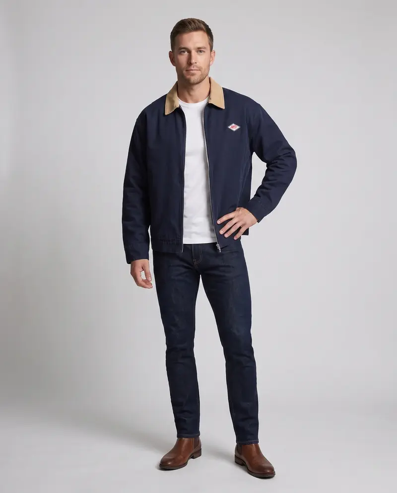 Herren Freizeitjacke mit kontrastierendem Kragen Drune