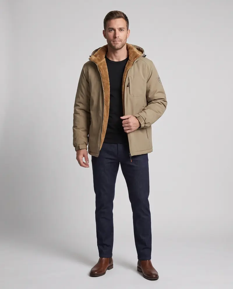 Herren Funktions-Winterjacke mit abnehmbarer Kapuze Drune