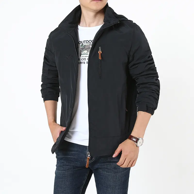 Herren Funktionsjacke mit verstellbarem Kapuzenkragen Drune