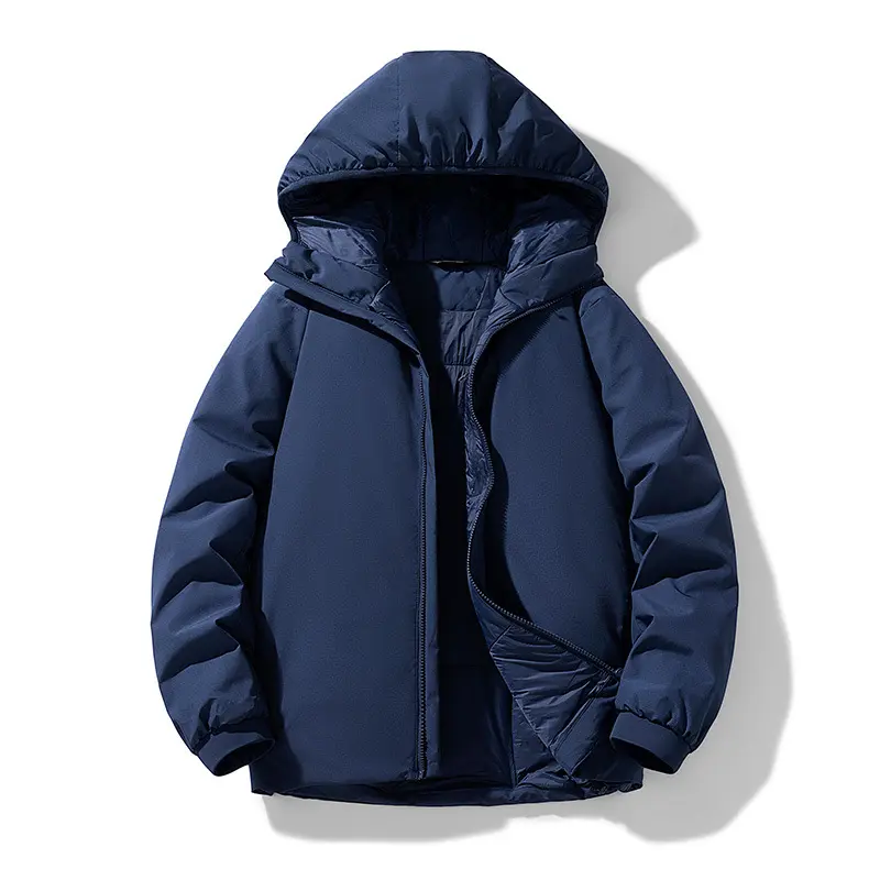 Herren Gefütterte Thermo-Winterjacke mit Kapuze, winddichter Shell und elastischen Bündchen Drune