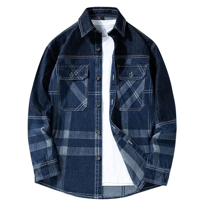 Herren Gemusterte Hemdjacke im Denim-Stil Drune