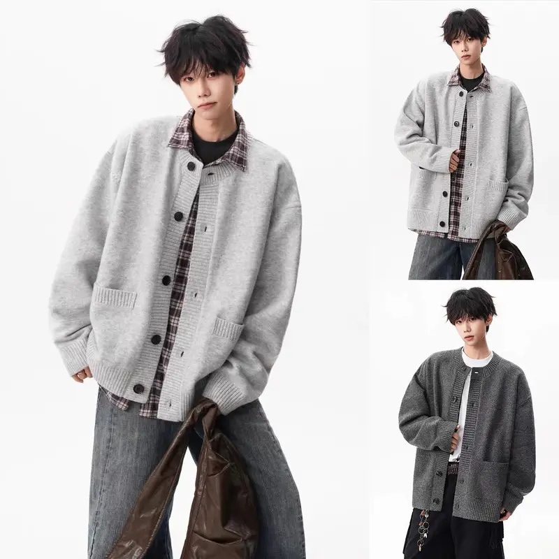 Herren Gemütliche Strickjacke mit Knopfleiste Drune