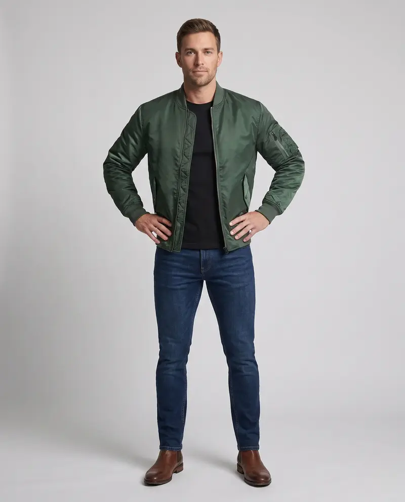 Herren gepolsterte Bomberjacke im Pilotenstil mit Armpocket und thermischer Polsterung Drune