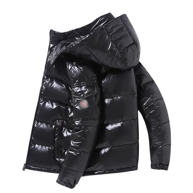 Herren Glänzende Stepp-Kapuzenjacke mit Cargo-Brusttasche Drune