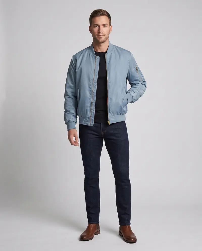 Herren glänzender Nylon-Bomber mit gestepptem thermischem Futter Drune