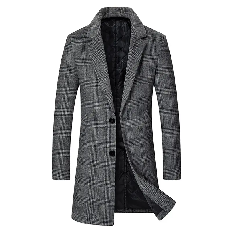 Herren Glencheck-Wollmix-Mantel mit gesteppter Thermofütterung und schmaler Silhouette Drune
