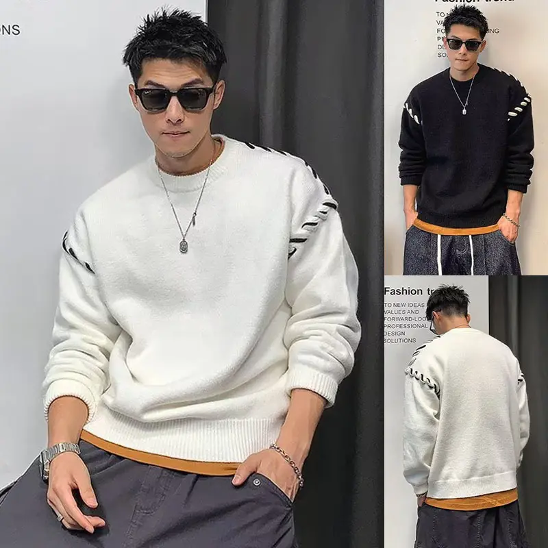 Herren Grobstrickpullover mit einzigartiger Applikation Drune