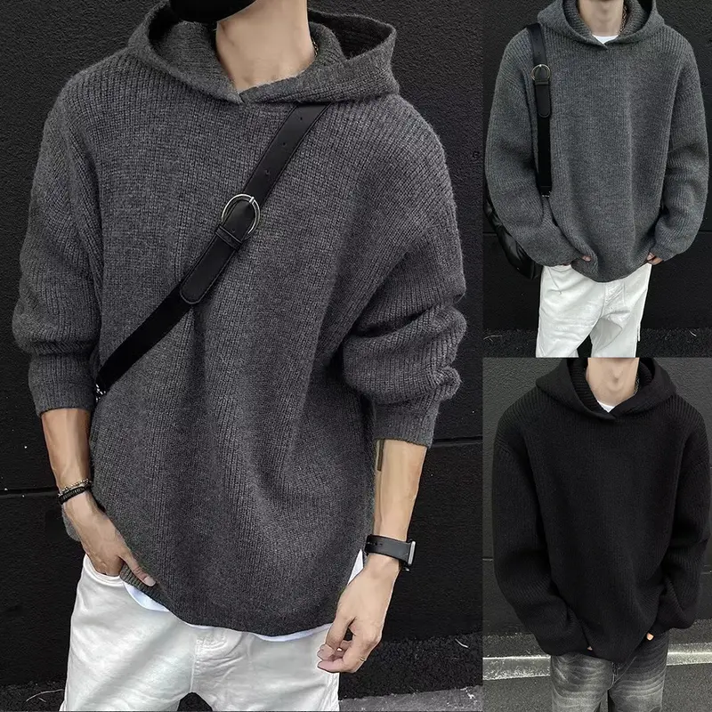 Herren Grobstrickpullover mit Hoodie Drune