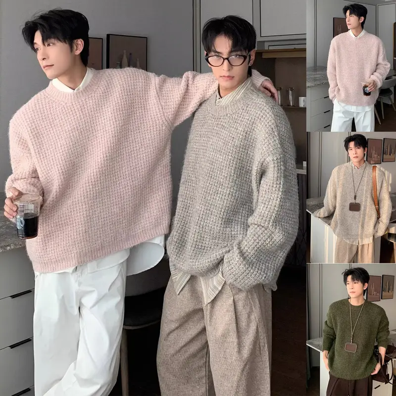Herren Grobstrickpullover mit lässigem Schnitt und Rundhalsausschnitt Drune