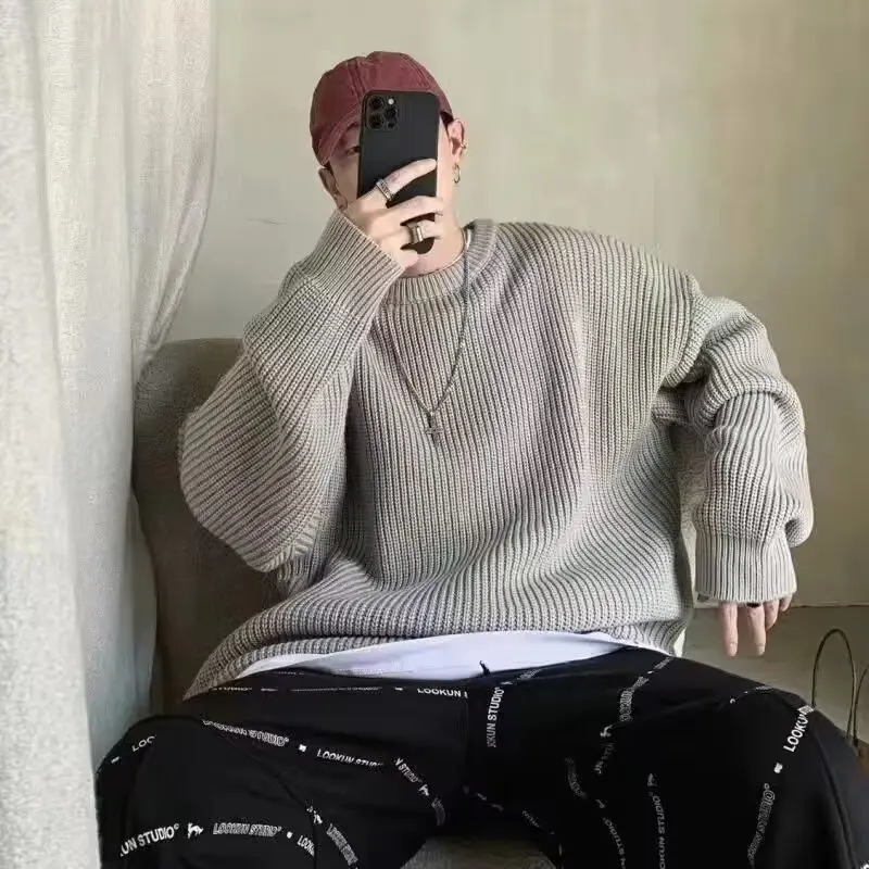 Herren Grobstrickpullover mit Rundhalsausschnitt und lässiger Passform Drune