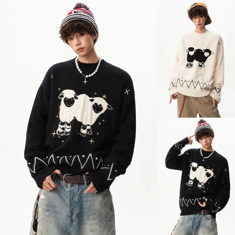 Herren Grobstrickpullover mit tierischem Motiv Drune