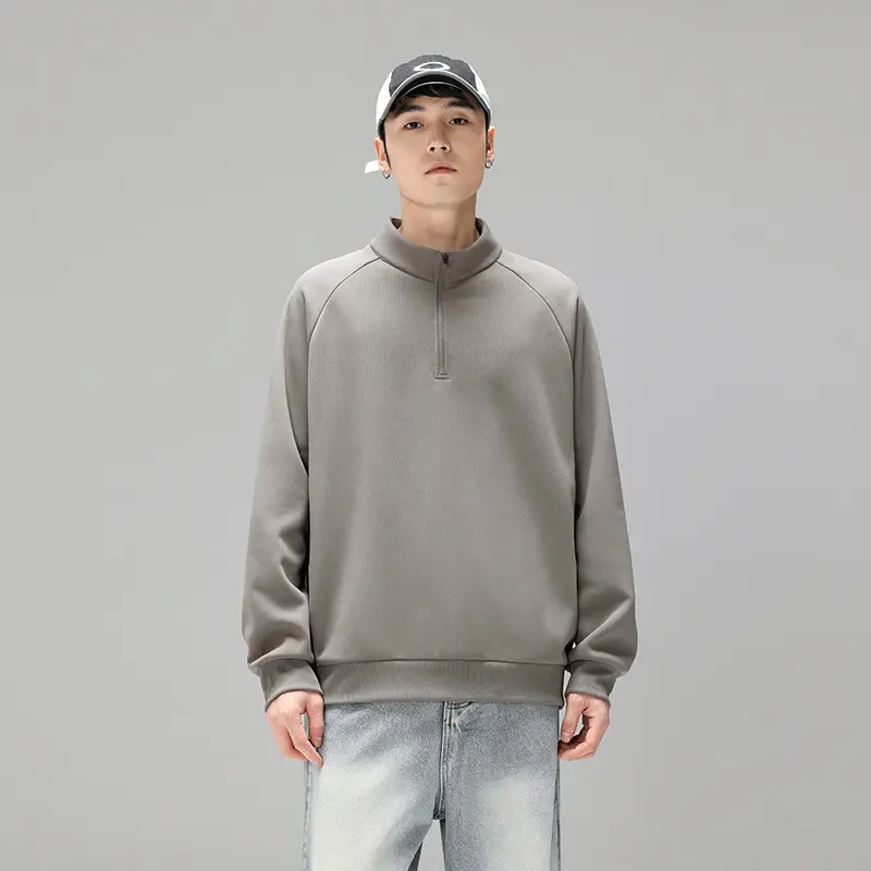 Herren Halbzip‑Sweatshirt mit Stehkragen und kontrastseitigen Einsätzen Drune