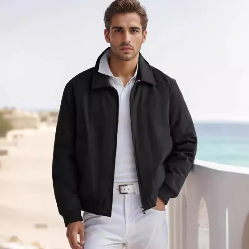 Herren Harrington-Jacke mit Reißverschluss, leicht gefüttert und Rippbündchen Drune