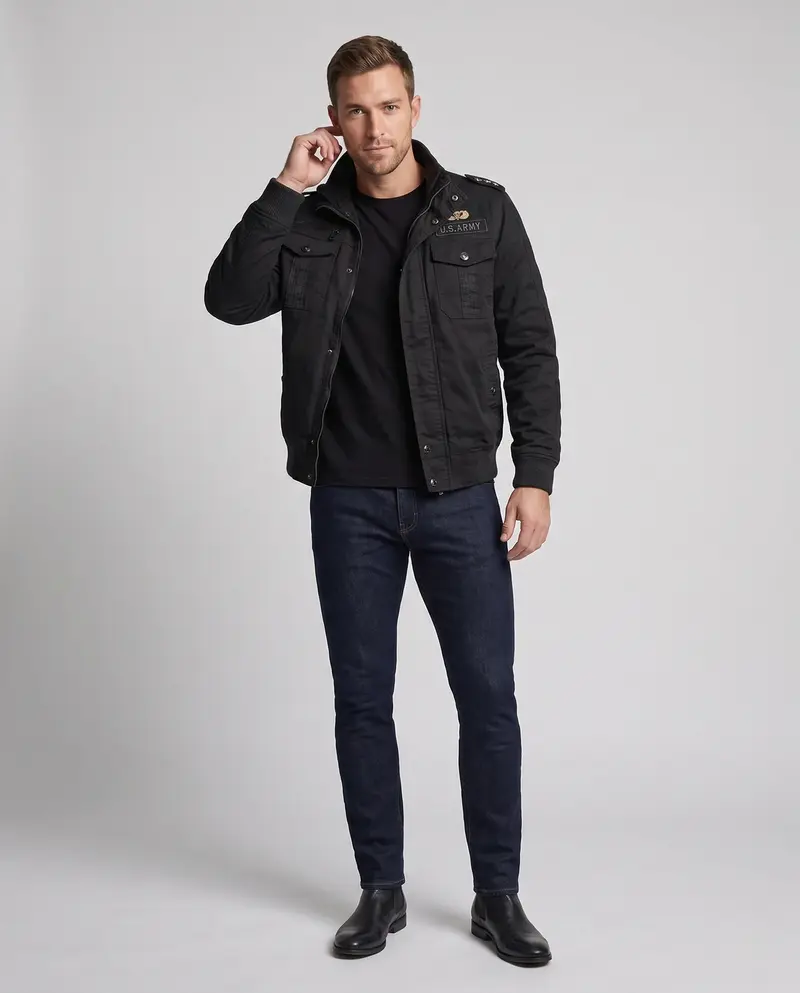 Herren isolierte Feld-Bomberjacke mit Teddy-Fleece-Futter und Patten-Taschen Drune